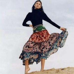 Anthropologie Bhanuni Anarosa Tiered Maxi Skirt - New
